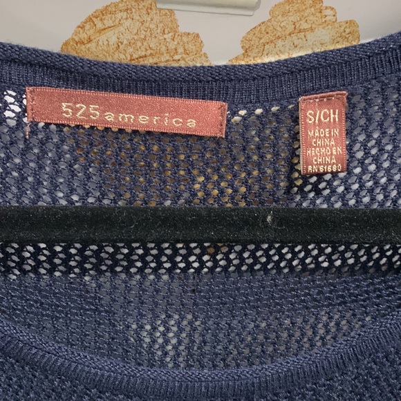 525 America Sweater. Small. Navy/Turquoise Strip. - Picture 2 of 7